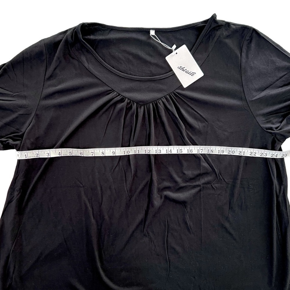 NWT Shiaili Black Plus Size Top 3X | Soft Comfy Everyday Tee - Picture 5 of 9
